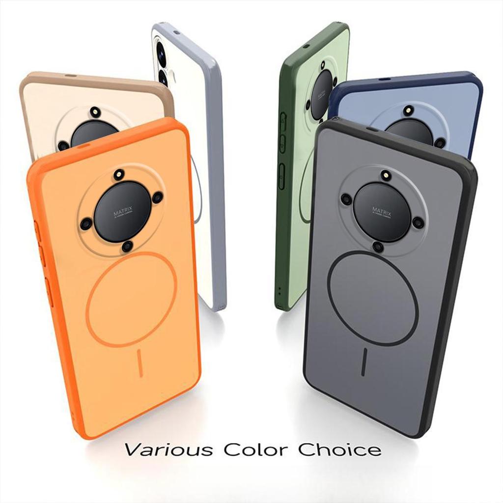 Solid Color Frosted TPU Phone Case for HONOR X9d,X9c Smart Decorative MagSafe‑Style Ring Print Cover