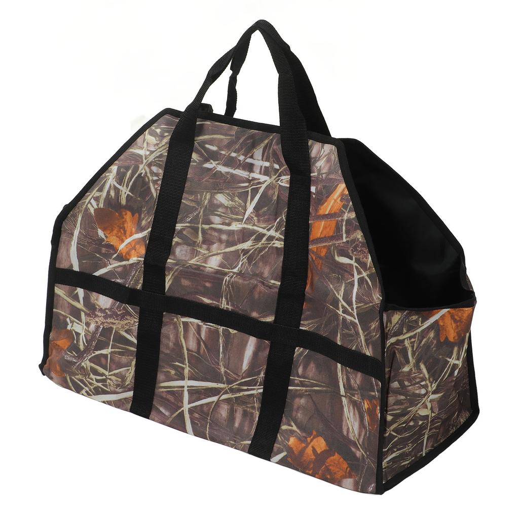 Firewood Carrier Bag Large Capacity Oxford Cloth Wood Log Carrier Tote Bag with Reinforced Handle Leaf Camouflage