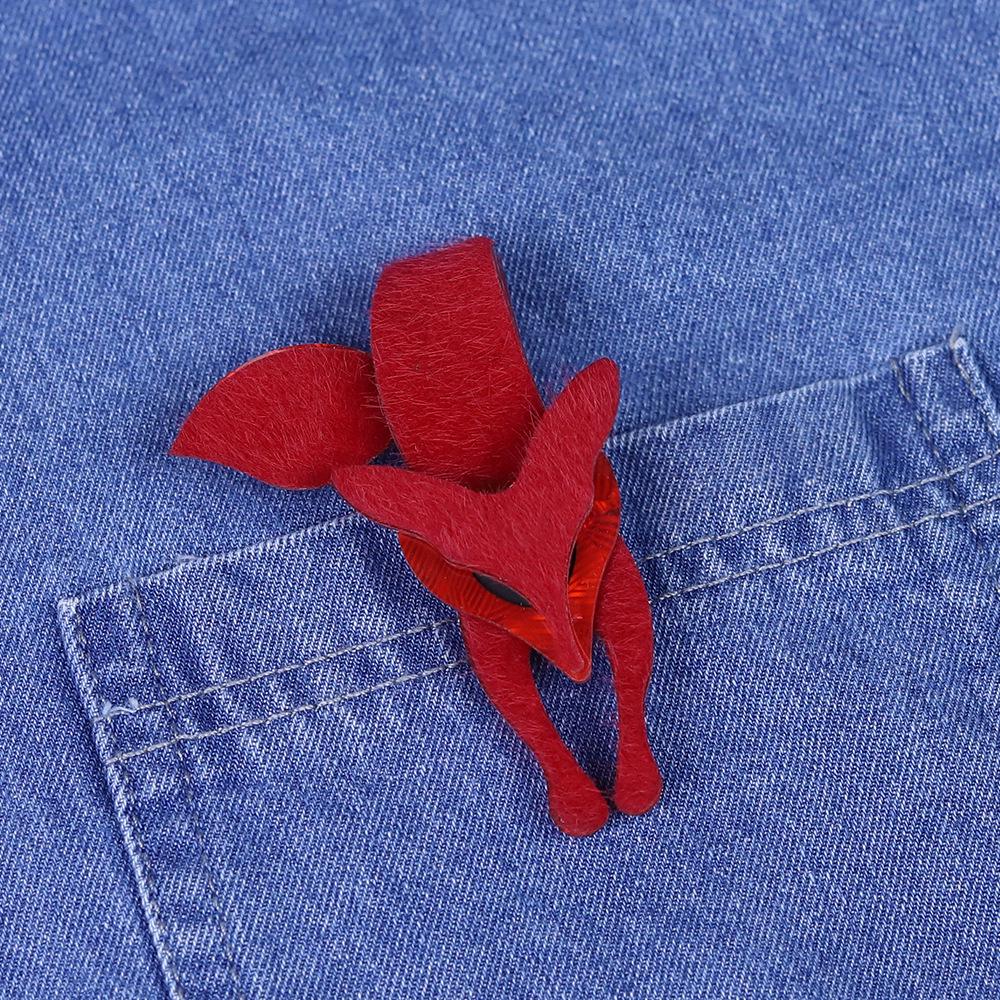 Cross-Border Handmade Acrylic Fox Brooch - Fashionable Cartoon Pin for Clothing and Bags