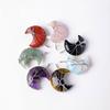 Natural Healing Energy Polished Crystal Moon Shape with Metal Pendant Pendant Ornament Feng Shui Gifts