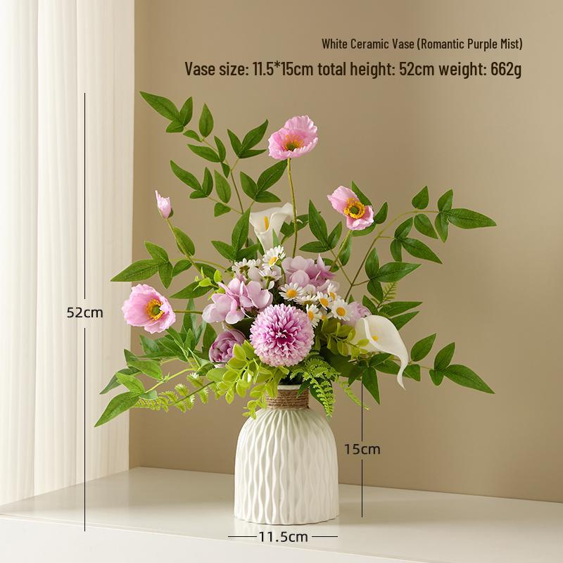 Yapay Çiçek Aranjmanları İçin Zarif Seramik Vazo - Oturma Odası veya Yemek Masası Dekorasyonu İçin Mükemmel
