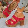 Plus Size 43 High Heeled Sandals Women Vintage Peep Toe Platform Gladiator Sandals Woman Summer Thick Heel Slippers Female