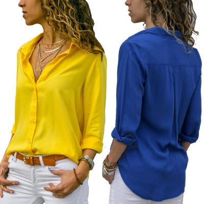 Jarní a letní móda Dámský jednobarevný top s hlubokým výstřihem do V na knoflíky Dámský top-cardigan s dlouhým rukávem