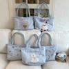 Cute Cotton Embroidery Women's Shoulder Bags Casual Quilted Ladies Large Capacity Tote Shopper Bag Lovely Dog Purse Handbags