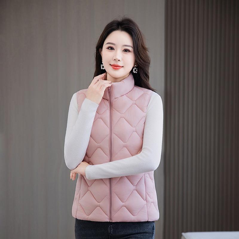 Women's Light Cotton-padded Vest, New Down Cotton-padded Vest, Vest, Stand-up Collar Vest, Autumn and Winter Short Thermal Vest
