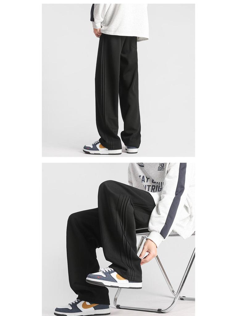 Muxiu Menswear: Trendy Striped Wide-Leg Sweatpants for Men and Couples