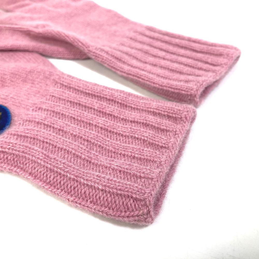 FENDI FXY554 Zucca patch glove logo gloves Wool / Cashmere pink