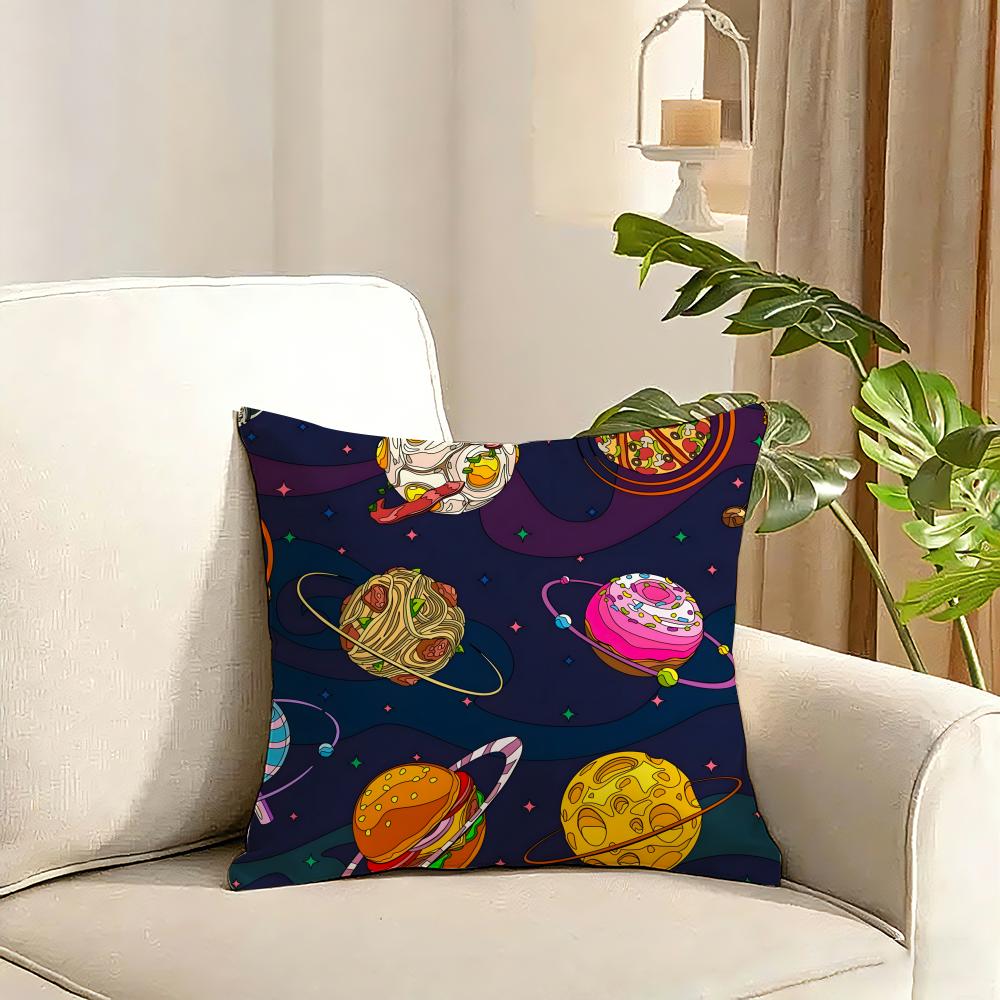 outer space spaceship astronaut rocket Cushion Cover Reversible Plush Pillow Cover Soft Fluffy  Home Decor for Sofa Bedroom