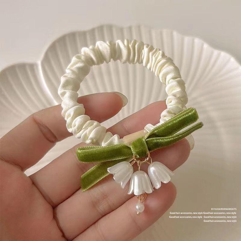 Set lily of the valley flower rubber band hair ring high elasticity and durable Korean version of the head rope new fresh girl hair tie rope