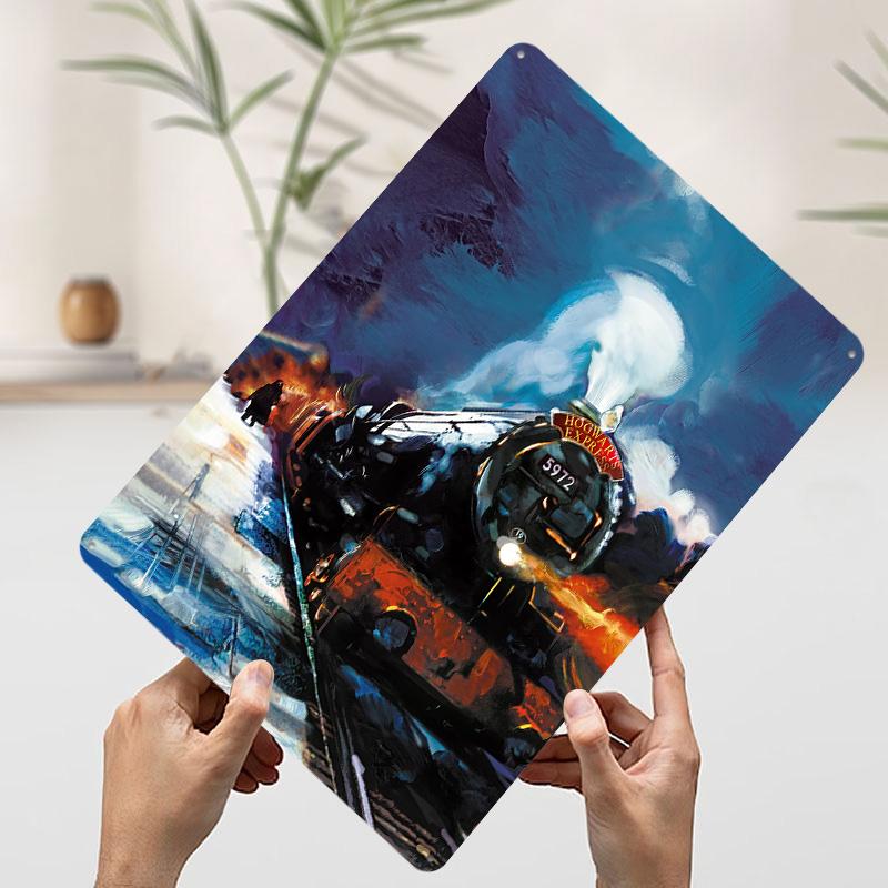 Platform At Night Tin Plaque Poster Customized Wall Art Retro Vintage Metal Signs for Man Cave Gamer Room Decoration Cozy Decor