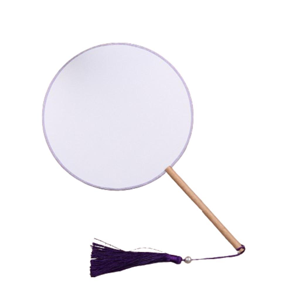 Chinese Style Blank Round Hand Fan Embroidery Dance Fan Wooden Silk Hand Fan  Home Decoration