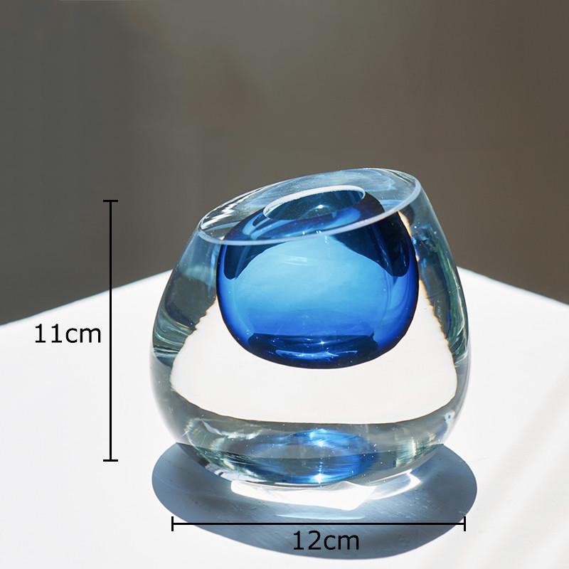 Transparent Colorful Glass Vase Oblique Mouthed Flower Pot Desk Decoration Flowers Arrangement Floral Vases Room Aesthetic Decor