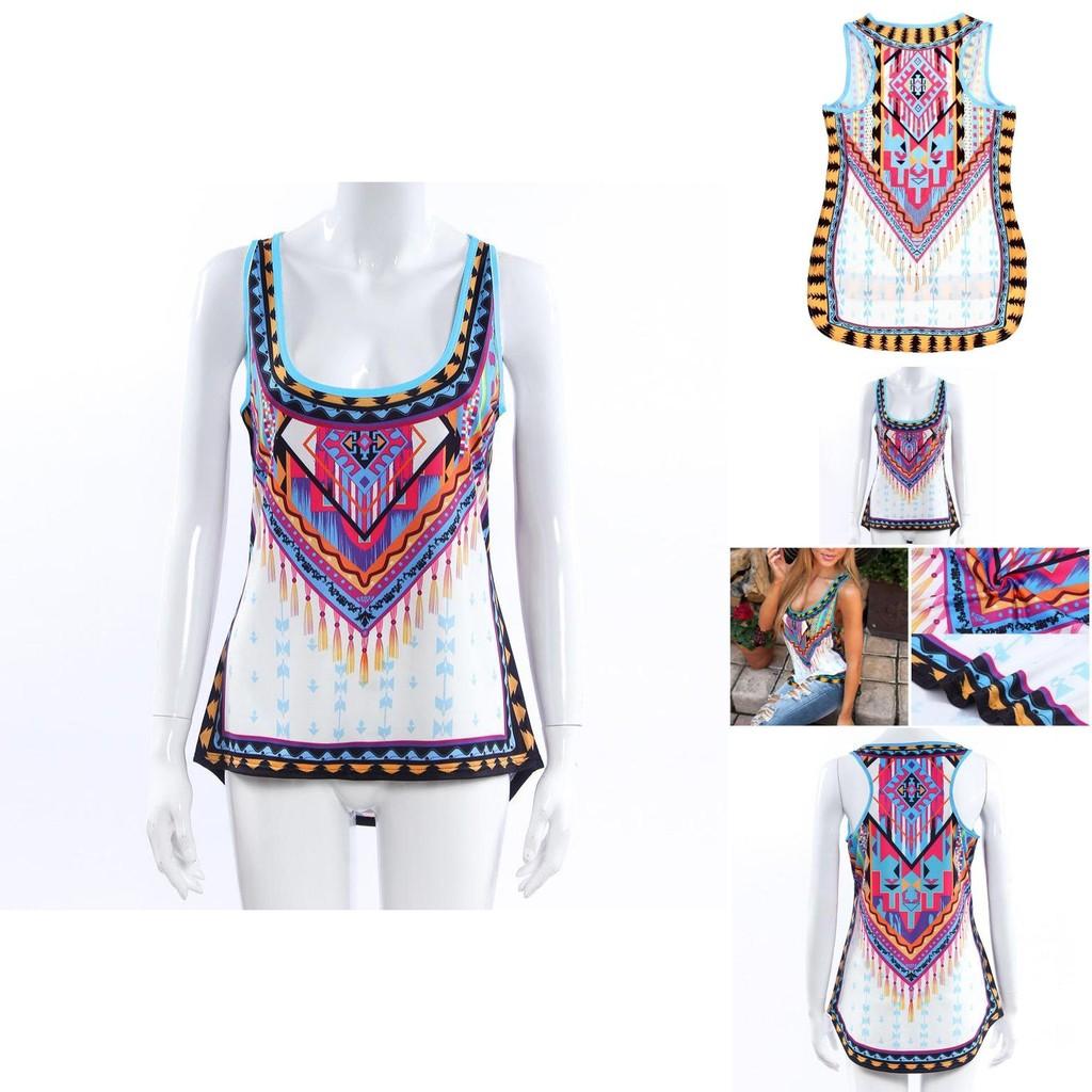 New Stylish European American Sleeveless Vintage Print Tank Top Plus Size