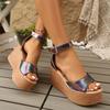 2025 New Patent Leather Wedge Heel Sandals for Women Summer Chunky Platform Sandals Woman Anti Slip Thick Bottom Beach Shoes
