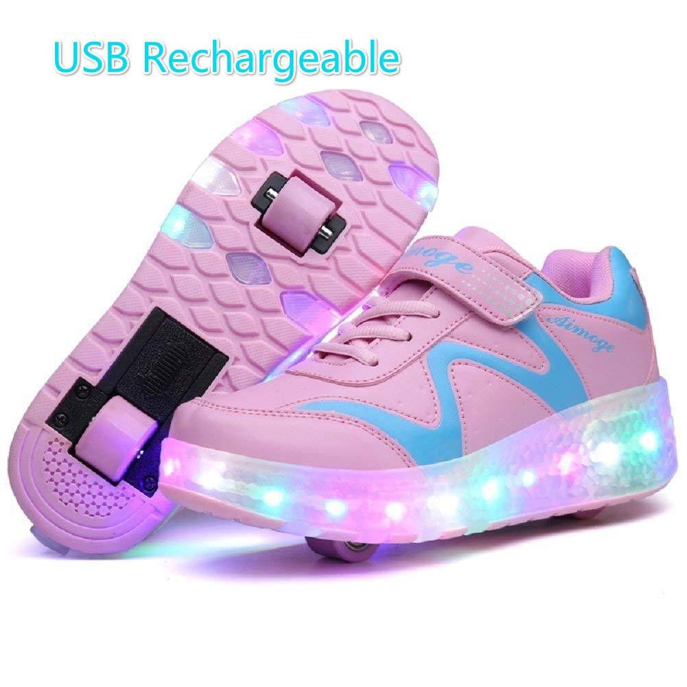 Enchanting Kids Led Light Up Roller Skates Shoes With Double Wheels For Sporty Fun