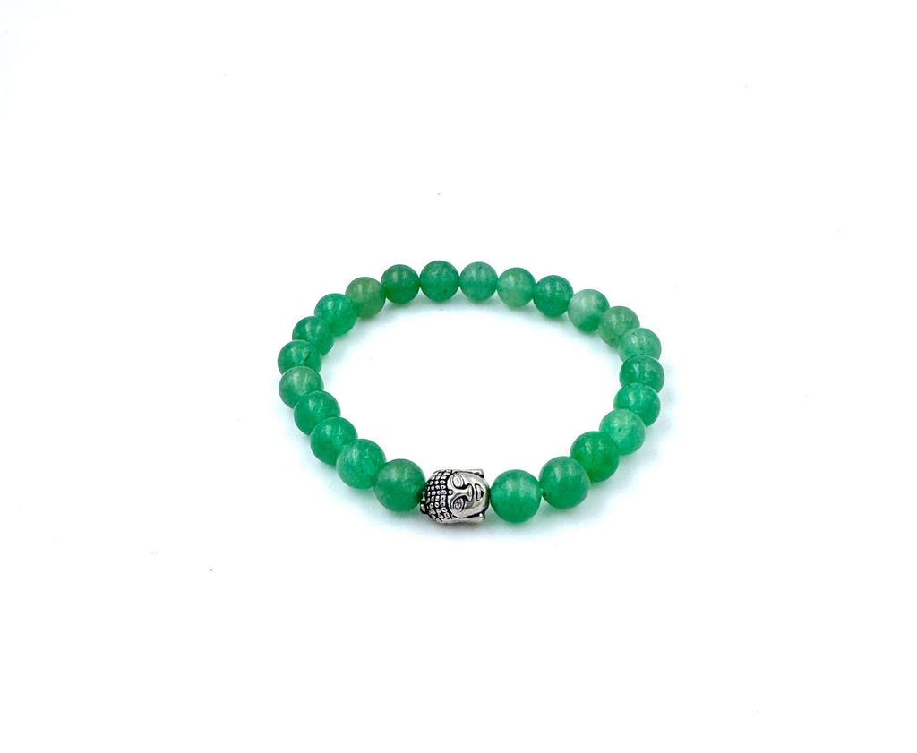 Green Aventurine Beaded Bracelet with Buddha Charm, Adjustable Fit, Spiritual Gemstone Perfect Gift for Both Men's and Women's "
