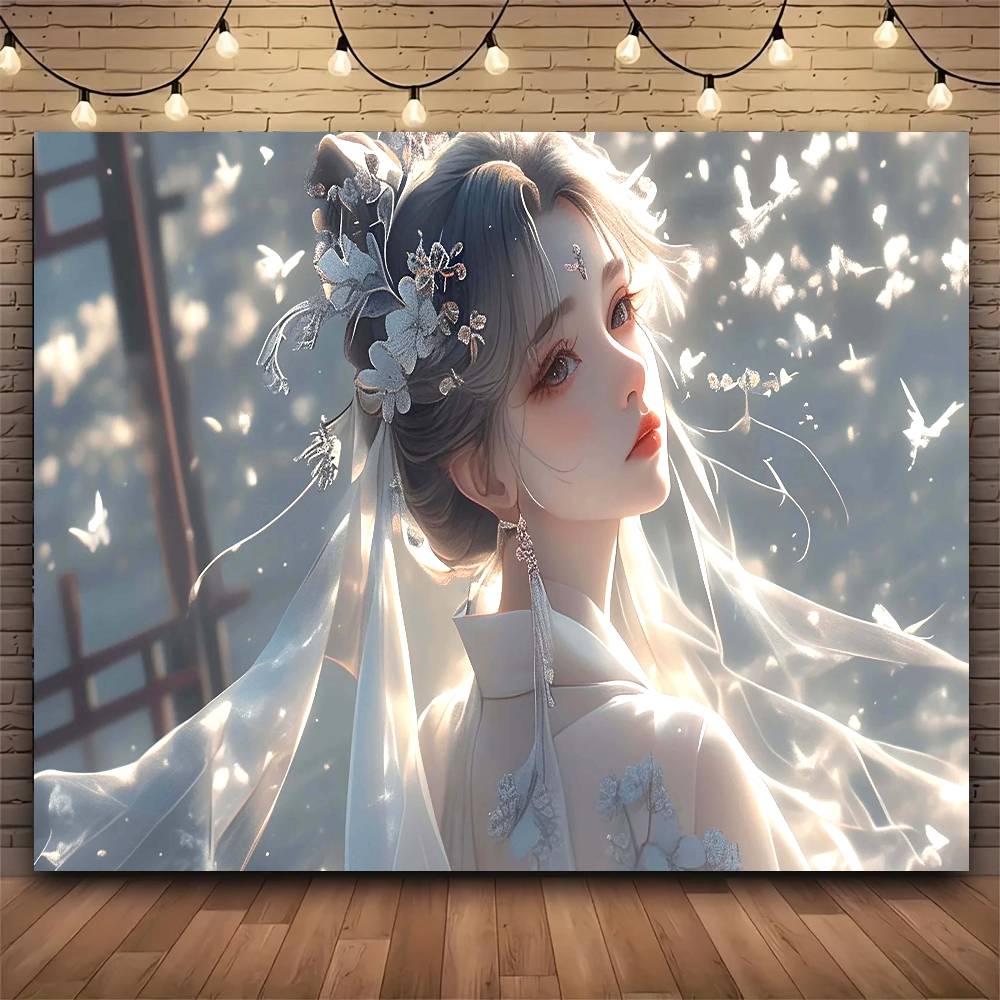 Fashion retro classic Chinese style goddess illustration Tapestry Print Large Tapestry Wall Hanging Wall Tapestry  Decor Living
