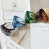 Acrylic Resin Colorful Mixed Block Ring, Unique Unisex Stylish Macrame Band for Men and Women
