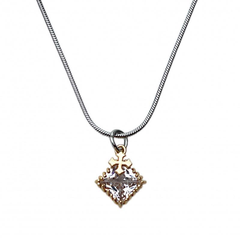 Cross Pendant Necklace Made of Titanium Steel серебряный