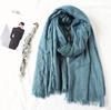 105*190cm One Piece Women Oversize Solid Plain Scarf Shawls Head Wraps Viscose Cashmere Muslim Frayed Hijabs Pashmina