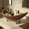Large Capacity Plastic Hand-Woven Basket Hollow Drain Camping Tray Desktop Organizer  Picnic Use