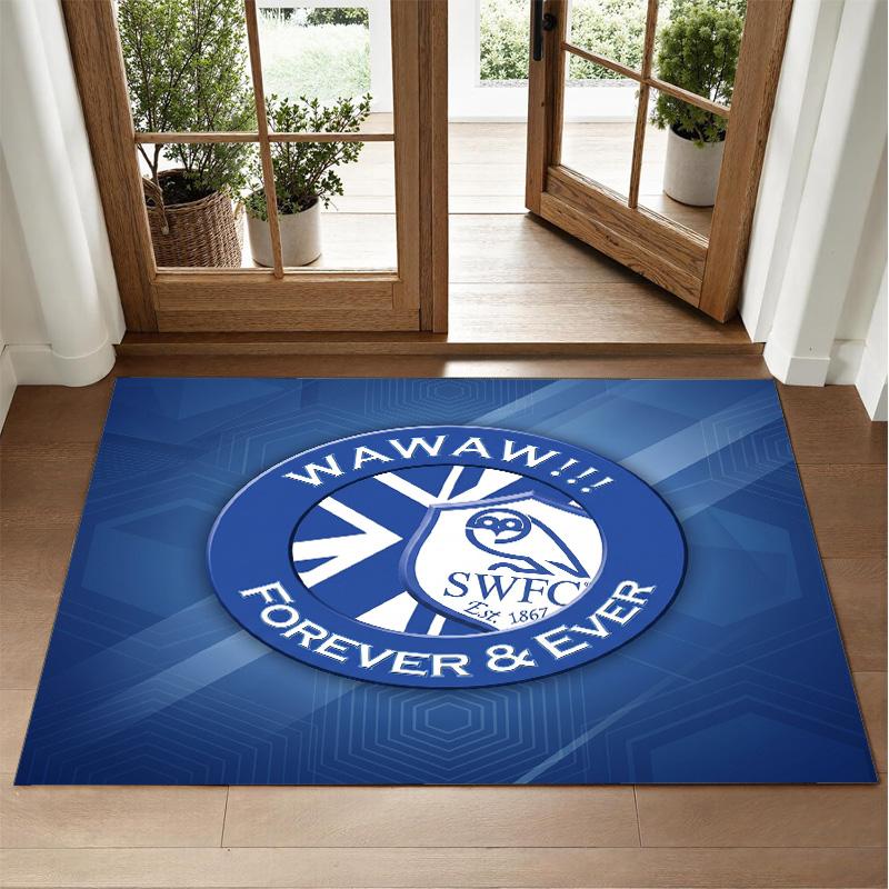 Sheffield Wednesday Design Crystal Velvet Rug Soft Decorative Mat for Bedroom Entrance