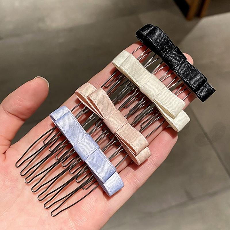 Ribbon Bowknot Hair Comb for Girl Hairpin Comb Hairclip Barrettes for Women Side Bangs Sweet Hair Styling Tool