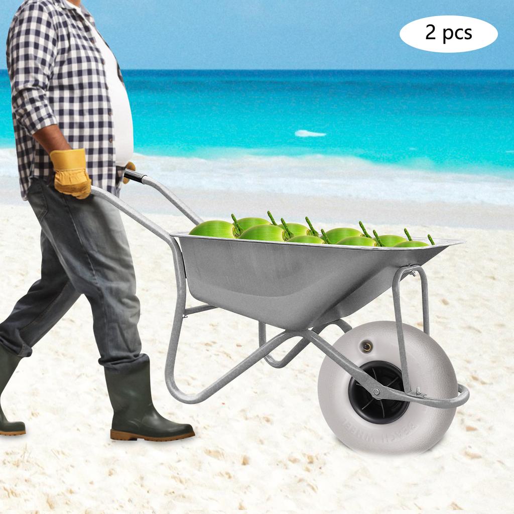 Wide Beach Sand Wheels, 2-Pack Balloon Tires for Kayak Dolly & Boat Trailer, Heavy Load Carrier, All-Terrain Replacement Tires