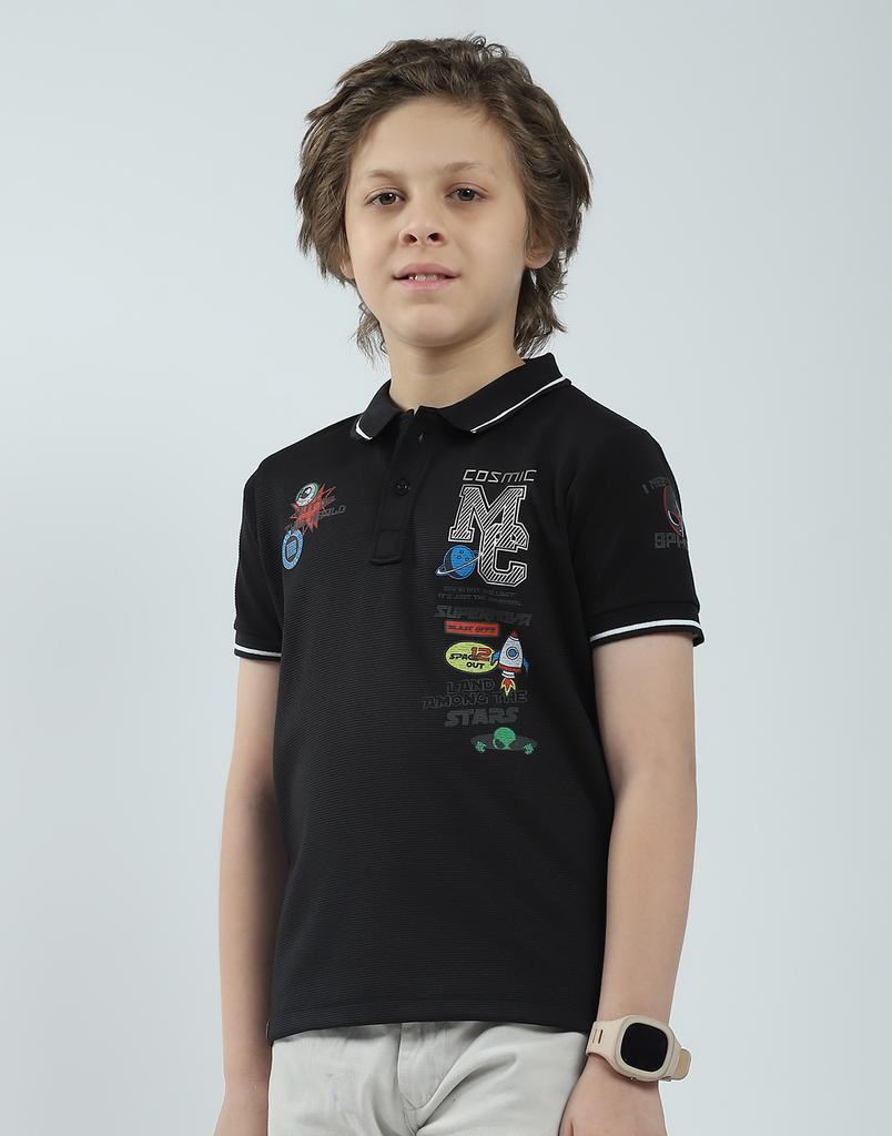 MONTE CARLO Boys's Regular Fit Printed Polo Half Sleeve T-Shirt