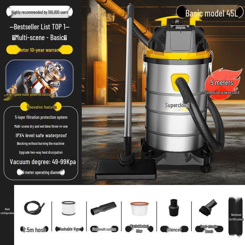 High-Power Industrial & Household Vacuum Cleaner for Carpet, Car, and Seam Cleaning