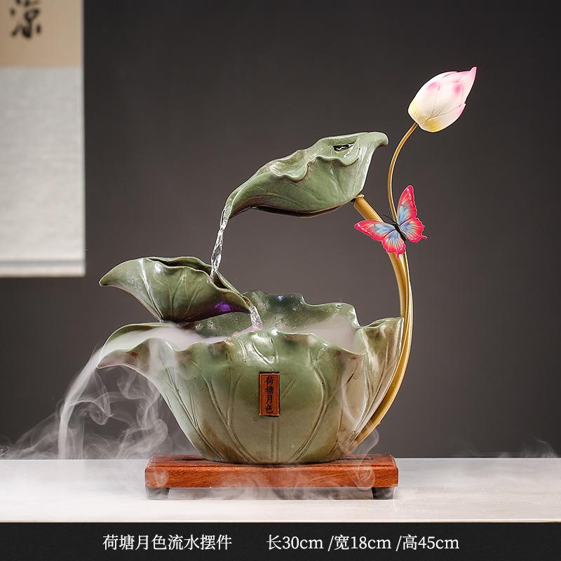 New Chinese Style Fortune Water Circulating Water Living Room Office Desktop Decoration Atomized Gift Home Decoration