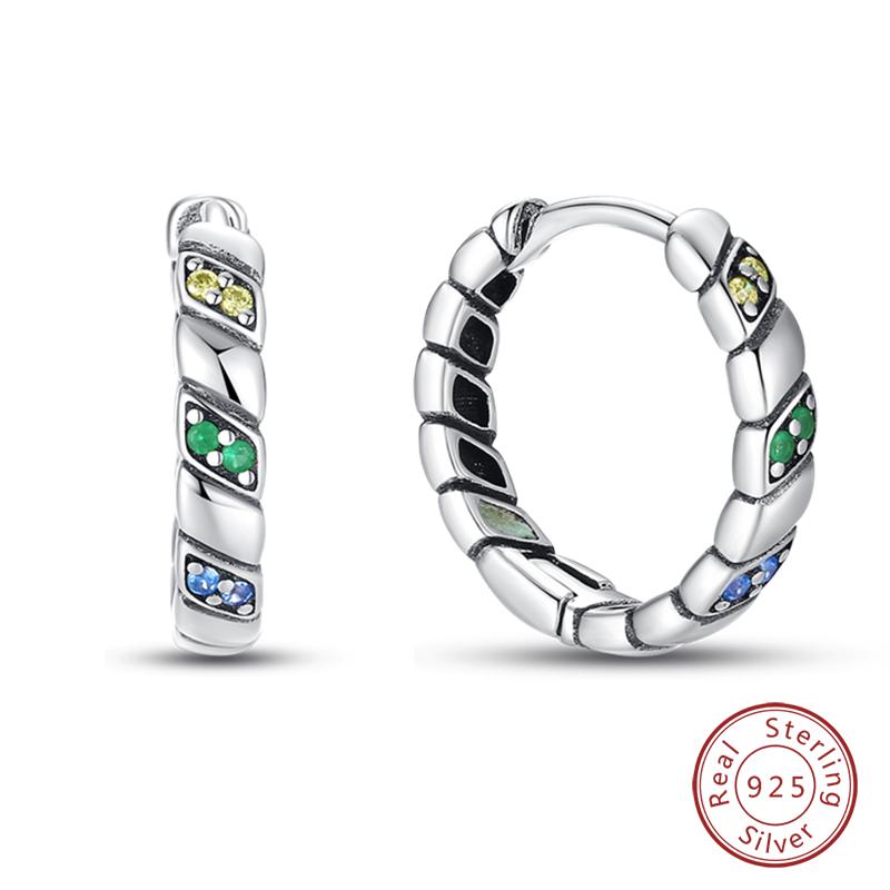 Original 925 Sterling Silver Inlaid Sparkling Zircon Rainbow Earrings For Women Fashion Birthday Party Jewelry Gifts