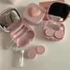 Pink Love Three-Dimensional with Mirror Colored Contact Lenses Case High Sense Girl Cute Macaron Color Ins Invisible Couple Box