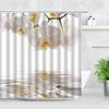 Butterfly Flower Shower Curtain Watercolor Plant Printed Bathroom Curtain Pretty Wildflower Pattern Bath Curtain With Hooks