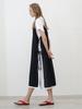 MORELIKEIT Layered Ribbon Half-Sleeve Long Dress (Set) Black