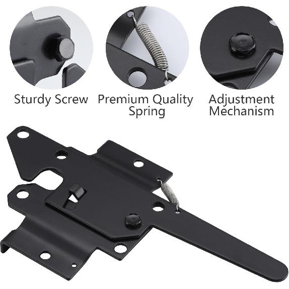 WellMade Heavy Duty Self-Locking Gate Latch for Wooden Fence, Post Mount Automatic Gravity Lever Door Latches for Garden Outdoor/Pool Gate, Metal