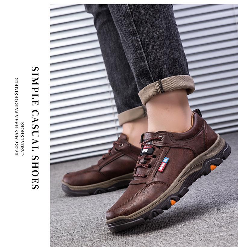 Men's Winter Velvet-Lined Leather Snow Boots - Warm, Thick-Soled, Casual Outdoor Sports Shoes