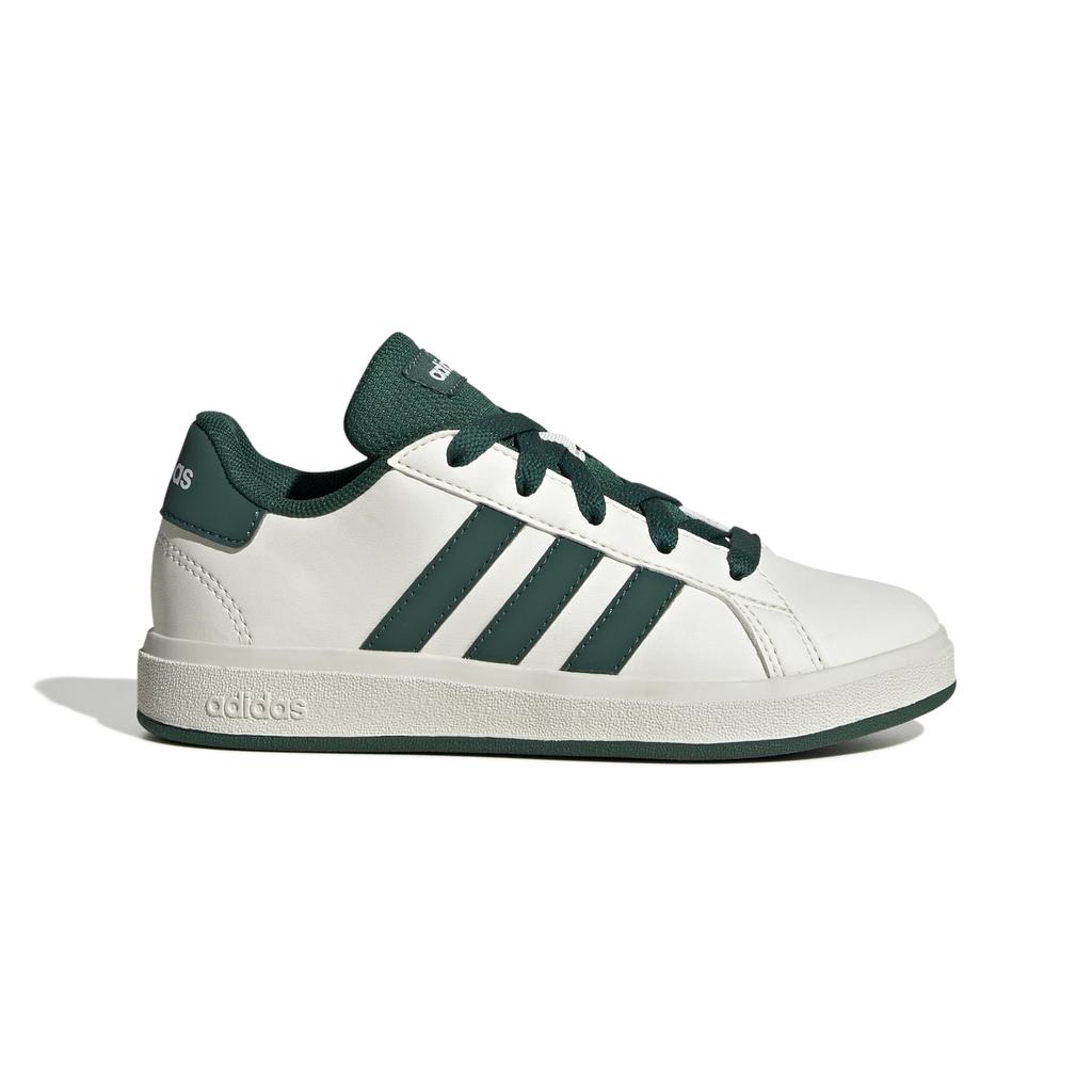 Adidas Grand Court Boys and Sizes Size Kids' 2.0 Sneakers, Unisex, Girls, 17-25.5cm, LKK25, Off-White/College Green/Core Black, 21.5cm (JQ0704)