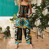 Women's Fashion Casual Loose Back Straps Wide Leg Vintage Printed Jumpsuit