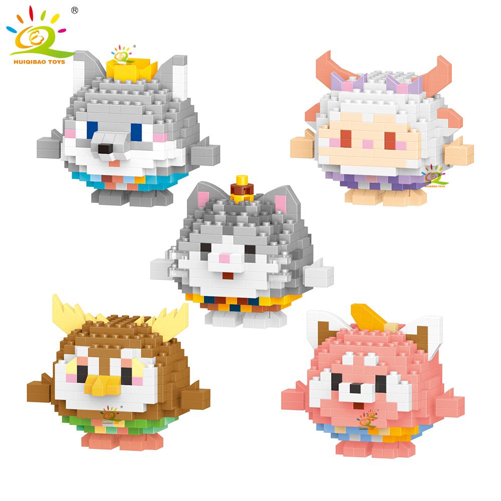 HUIQIBAO MOC Tier Mikro-Baustein Mini Niedlich 3D Diamant Modellstein DIY Stadtbau Spielzeug für Kinder Schreibtischdekoration