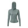 Damen atmungsaktive Kapuzen-Yogajacke Langarm Fitness Top Activewear