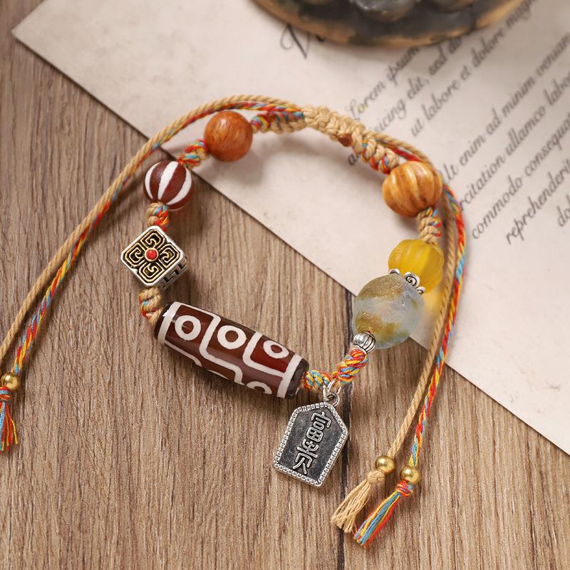 Retro håndlaget vevd armbånd, tibetansk etnisk stil Tianzhu-armbånd, nisjedesign for kvinners tilbehør