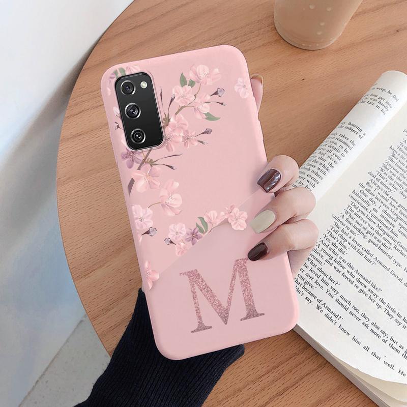 For Samsung Galaxy S25 Plus Ultra Phone Cases Cover Pink Letters Cute Flowers Pattern Soft Silicone Shell Bags Back TPU Fundas