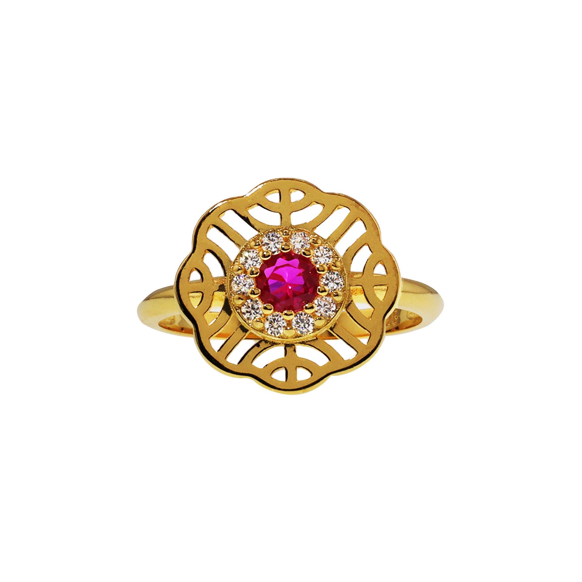 New Collection: Zhenxing S925 Gold Hollow Floral Sterling Silver Ring for Women - Light Luxury & High-End Design Size 6