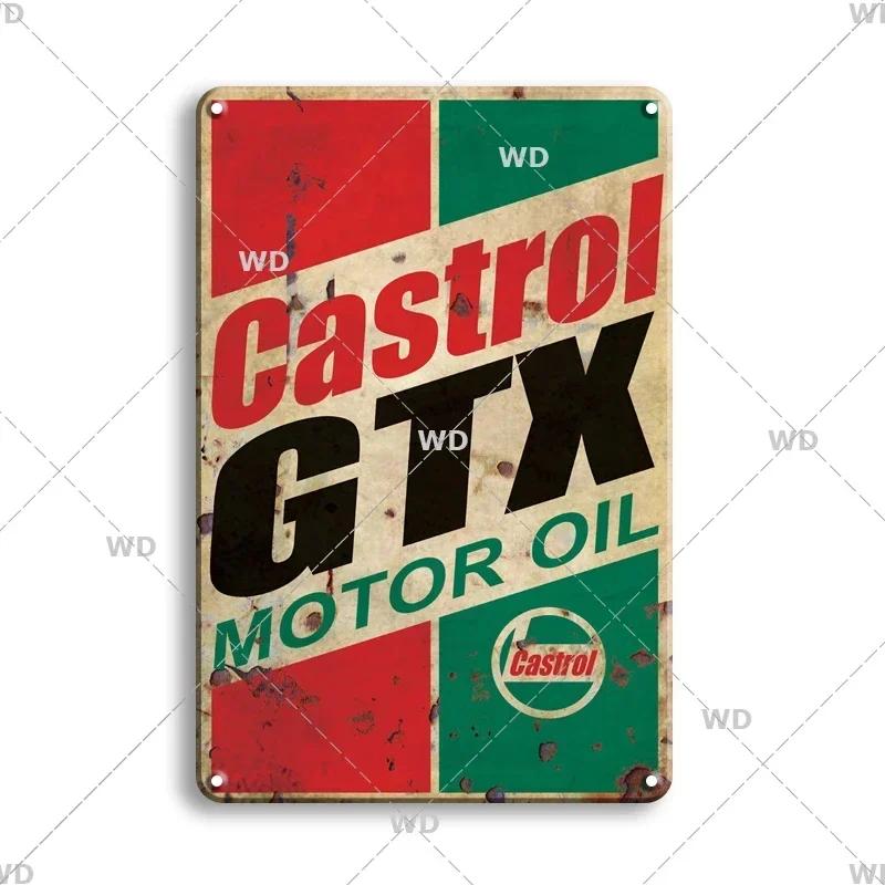 Castrol Motoröl Blechschild - Perfekt für Vintage Garagendekor - Tankstellenstil Wandplatte