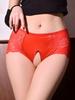 Sexy Men Lace Sheer See Through Briefs Oil Glossy Shiny Satin Smooth Open Crotch Breathable Underwear U Convex Pouch G-String