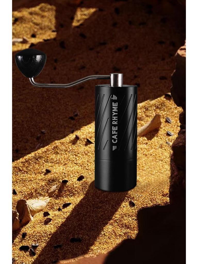 49mm Titanium-Plated Dual Blade Hand-Crank Coffee Grinder for Outdoor Use