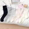 Spring/Summer Ruffle Lace Heart Socks with Bow – Mid-Calf, Thin, Hollow Design