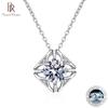 Čistý náhrdelník z ryzího stříbra S925 pro ženy 1ct VVS Moissanitové diamantové šperky Klasický čtvercový přívěsek Klíční kost řetízek