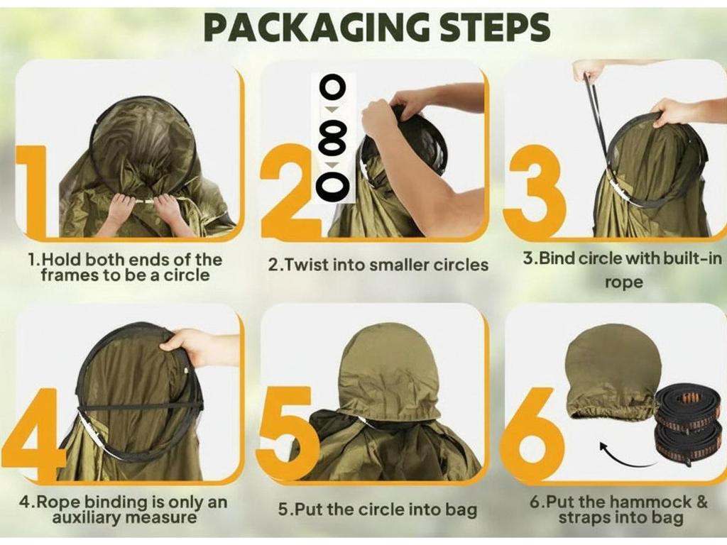 Portable Anti-Mosquito Camping Hammock with Automatic Quick-Opening